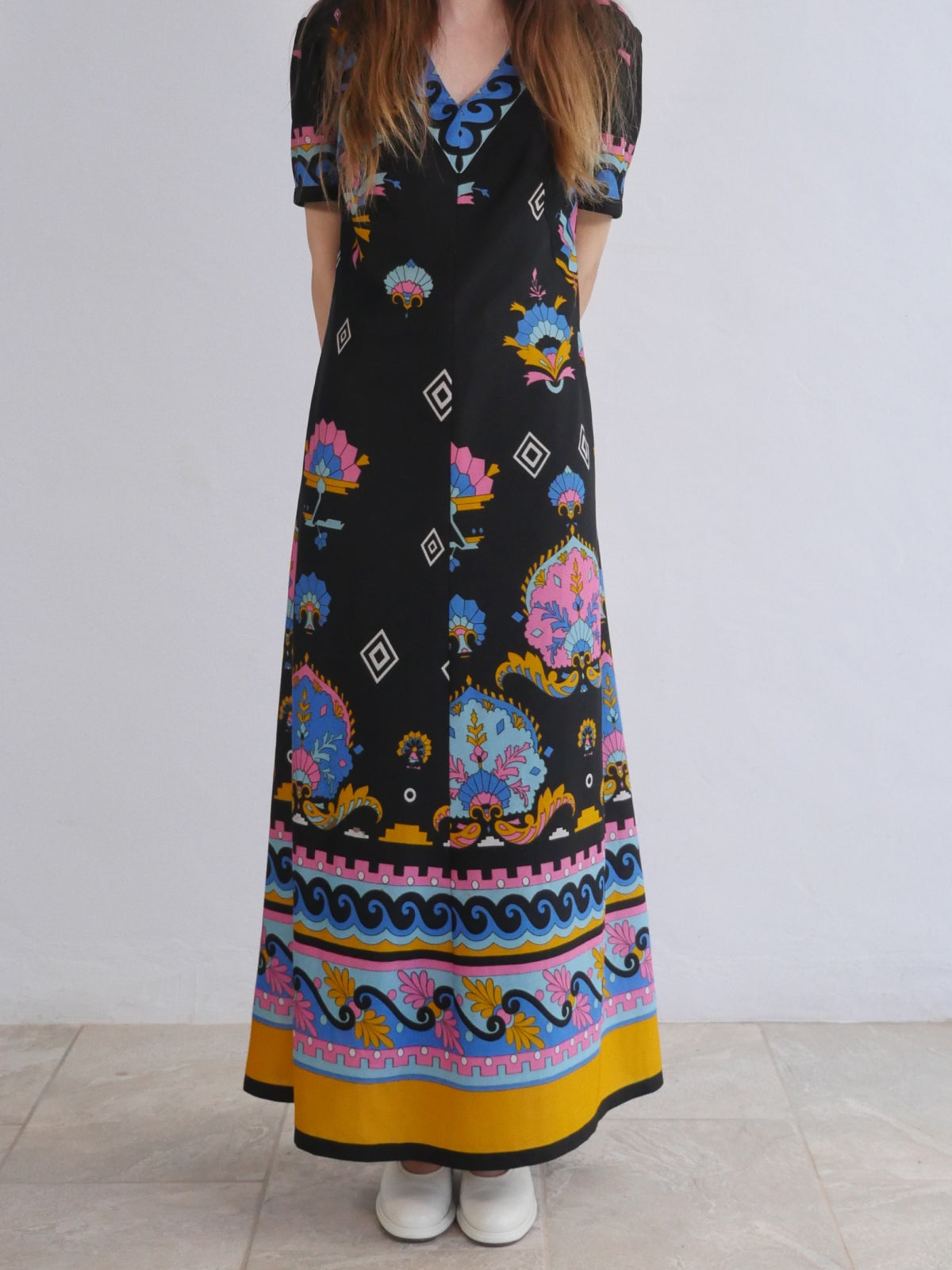 retro maxi dresses BUBBLE GUM ART DECO MAXI DRESS – Damned Paradise