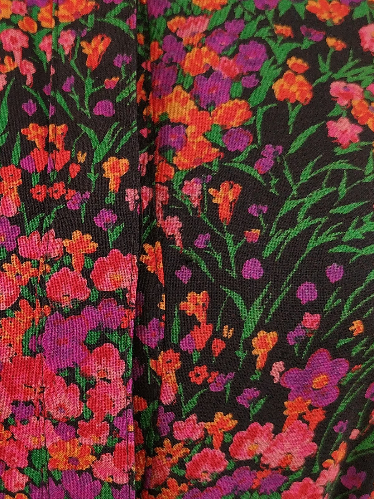 High Quality Vintage Floral Midi Dress with Pleated Skirt
