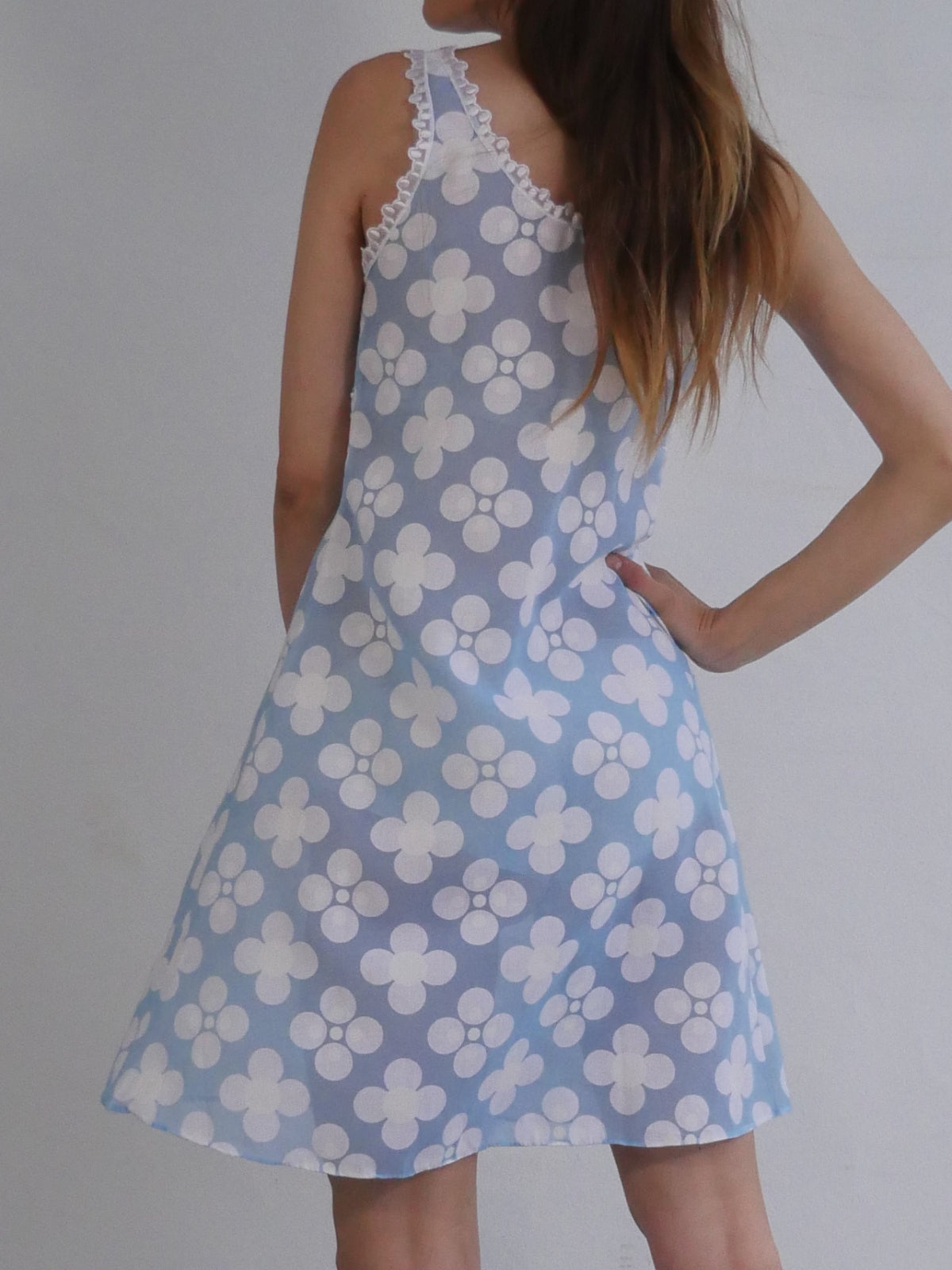 Vintage Baby Blue and White Lace Dress with Summer Coat