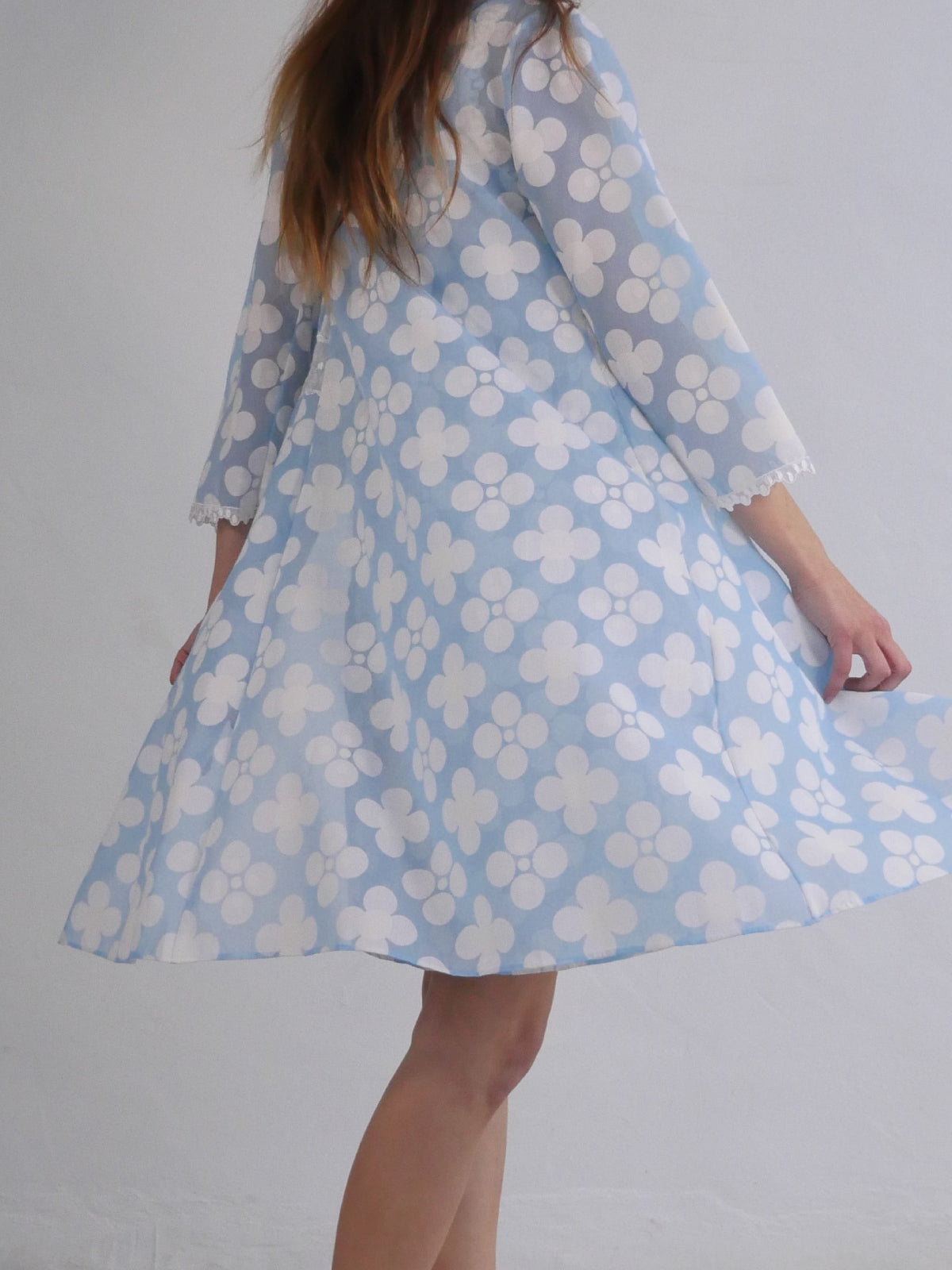 Vintage Baby Blue and White Lace Dress with Summer Coat
