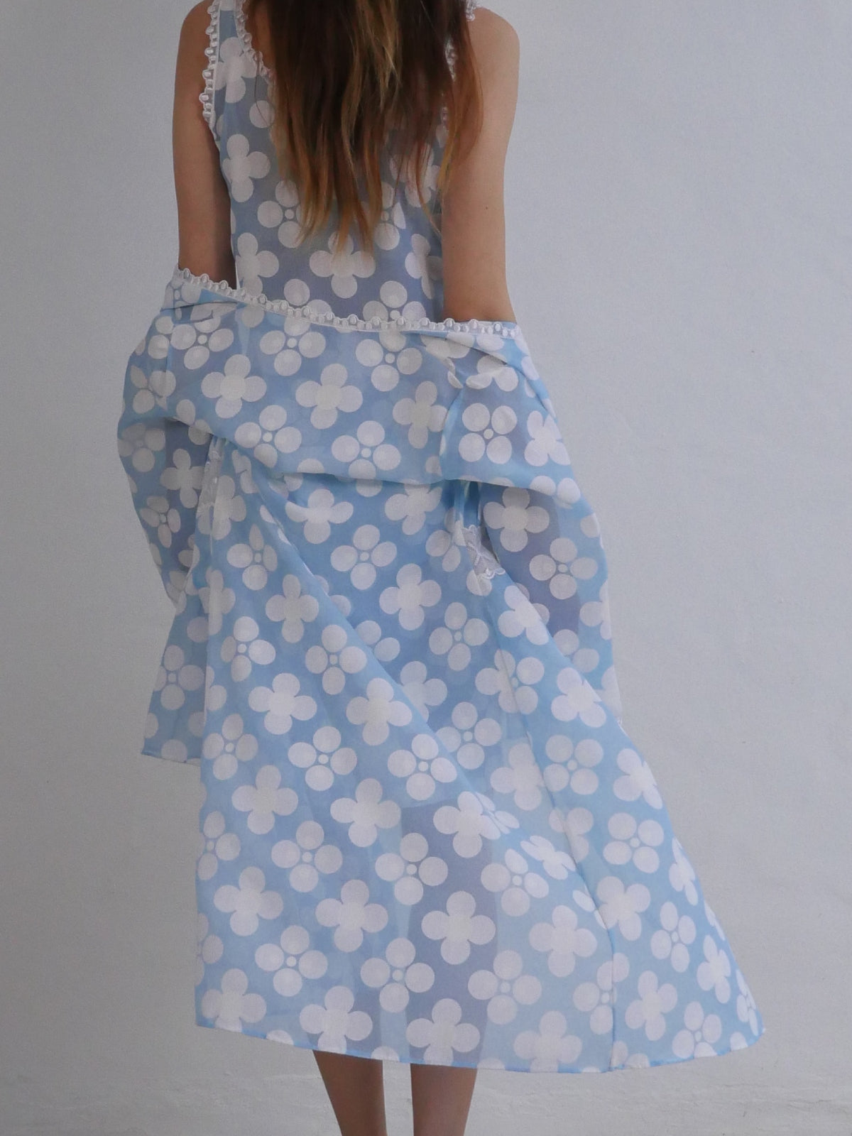 Vintage Baby Blue and White Lace Dress with Summer Coat