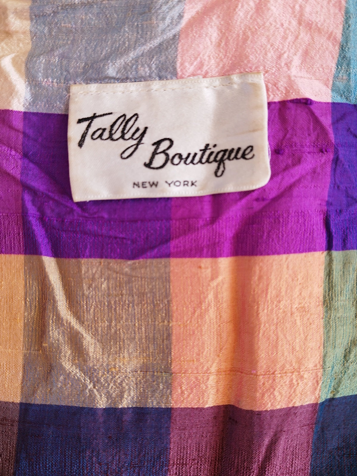 Vintage Silk Multicolor Checkered Jacket