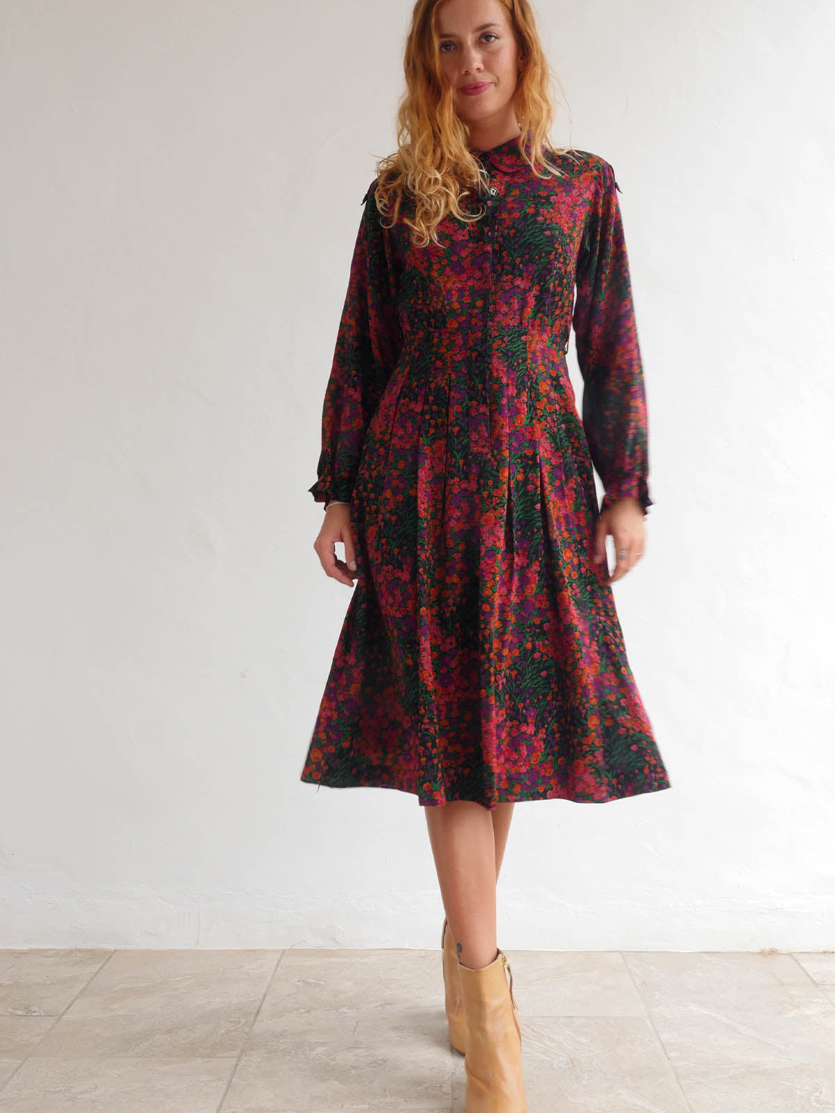 Vintage Floral Midi Dress