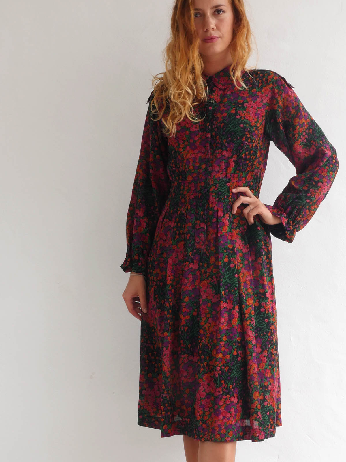 Vintage Floral Midi Dress