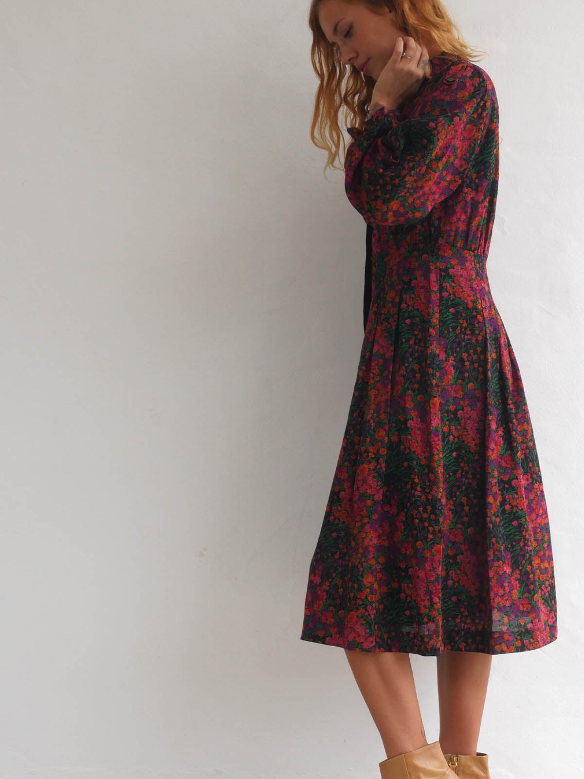 Vintage Floral Midi Dress