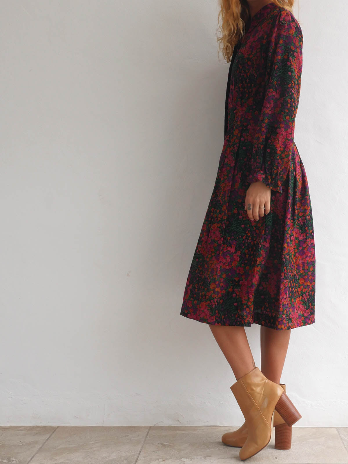 Vintage Floral Midi Dress