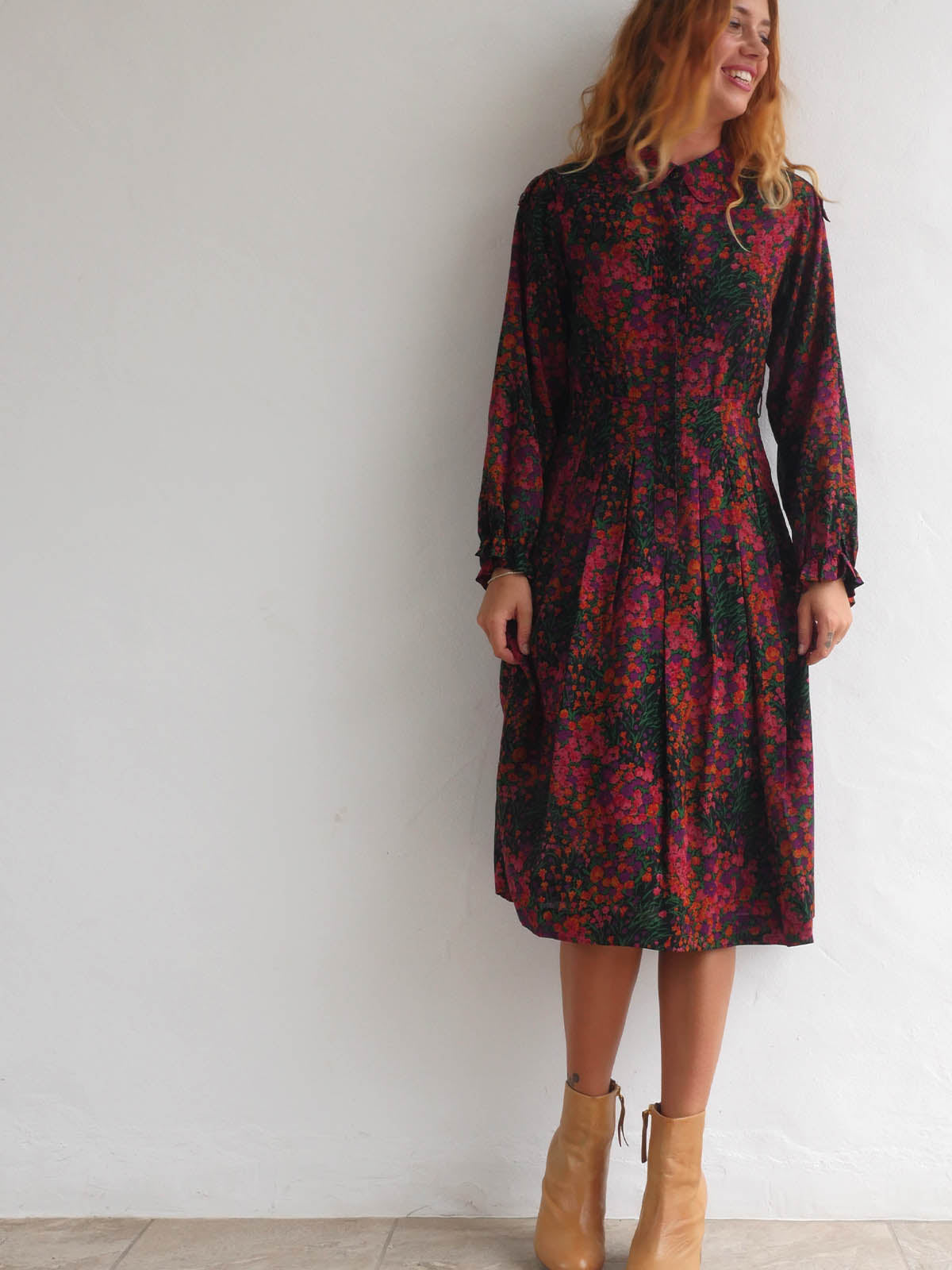 Vintage Floral Midi Dress