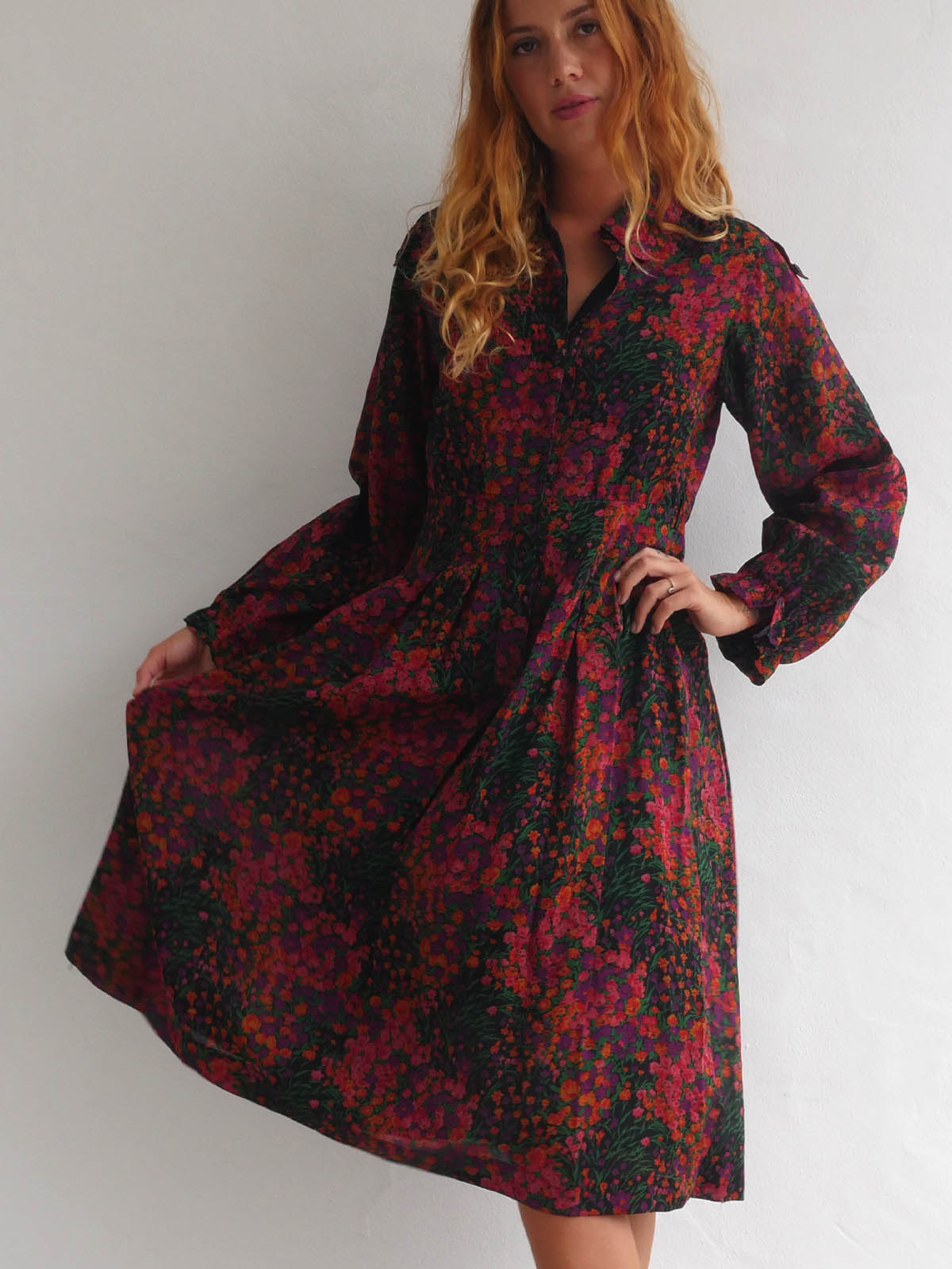 Vintage Floral Midi Dress