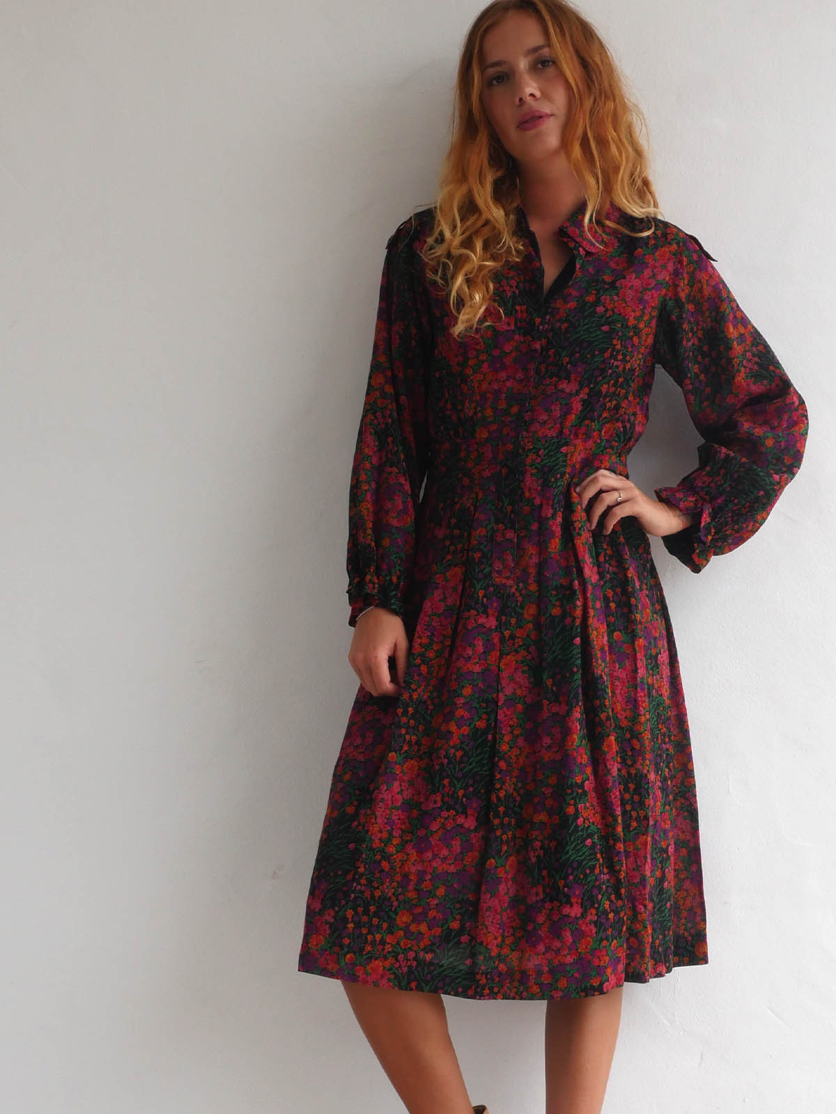 Vintage Floral Midi Dress