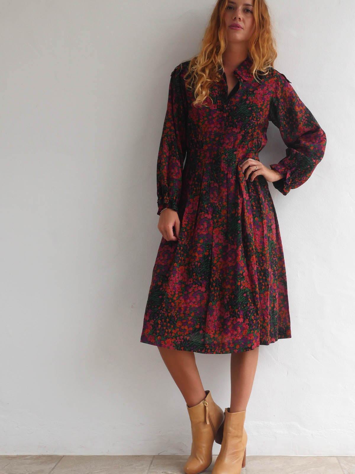 Vintage Floral Midi Dress