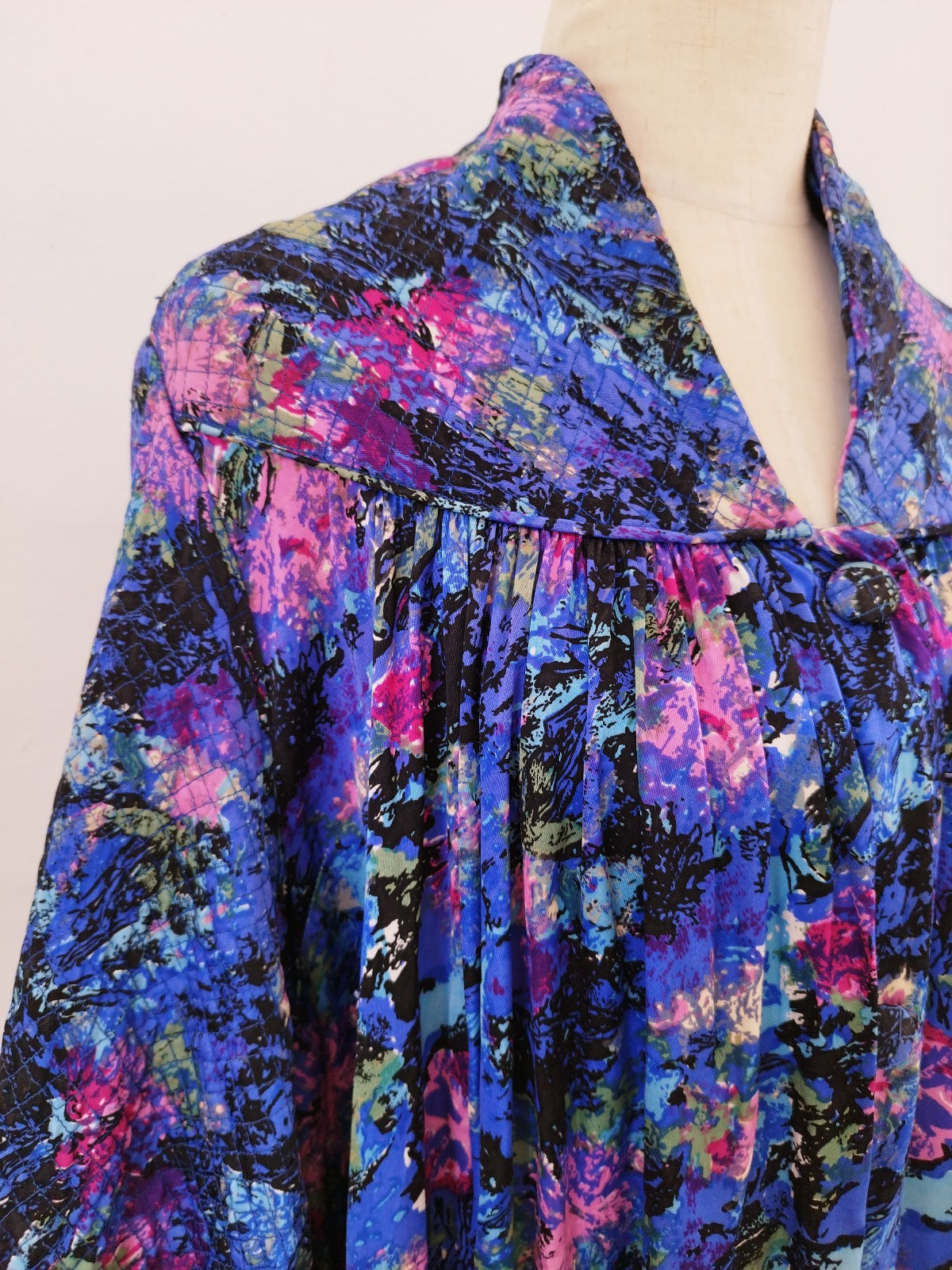 Unique Vintage Long Robe Coat with Colorful Abstract Print