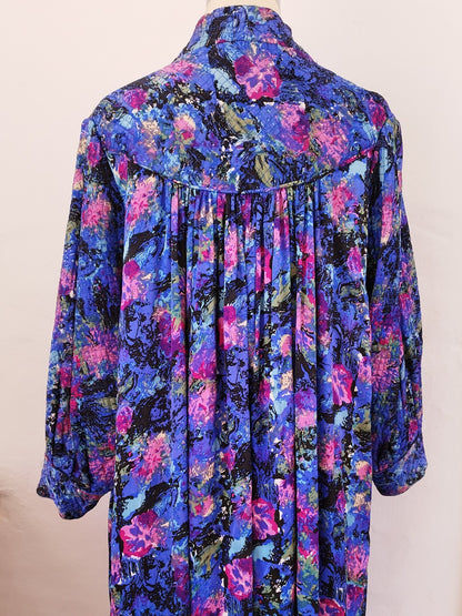 Unique Vintage Long Robe Coat with Colorful Abstract Print