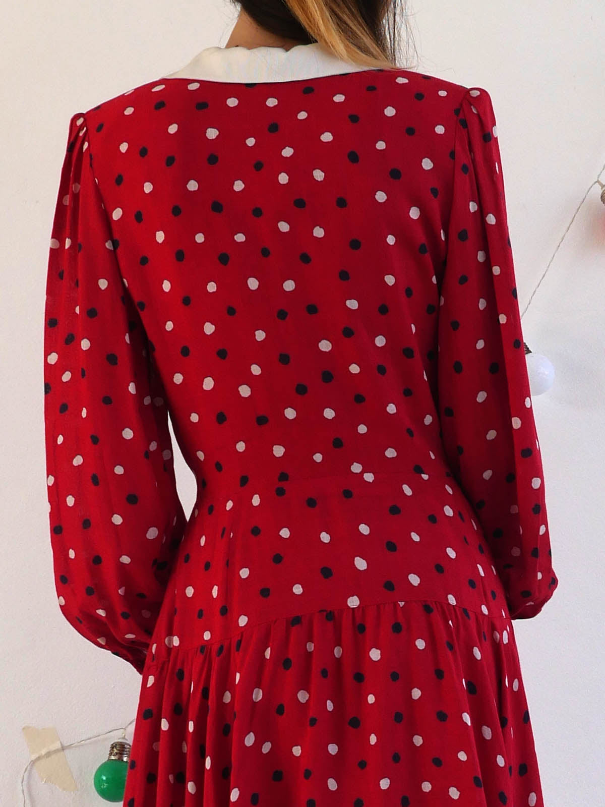 Rare Japanese Vintage Polka Dot Midi Dress