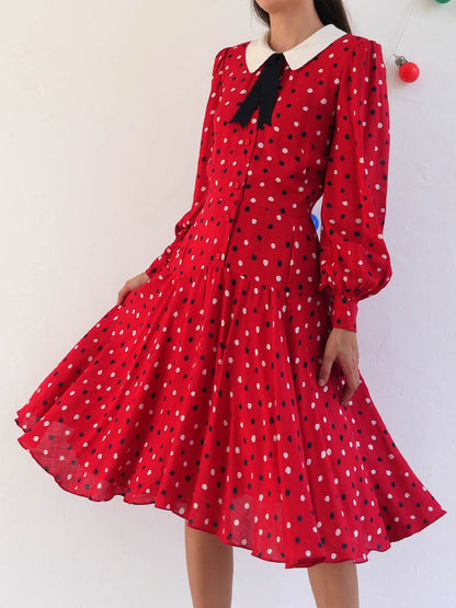 Rare Japanese Vintage Polka Dot Midi Dress