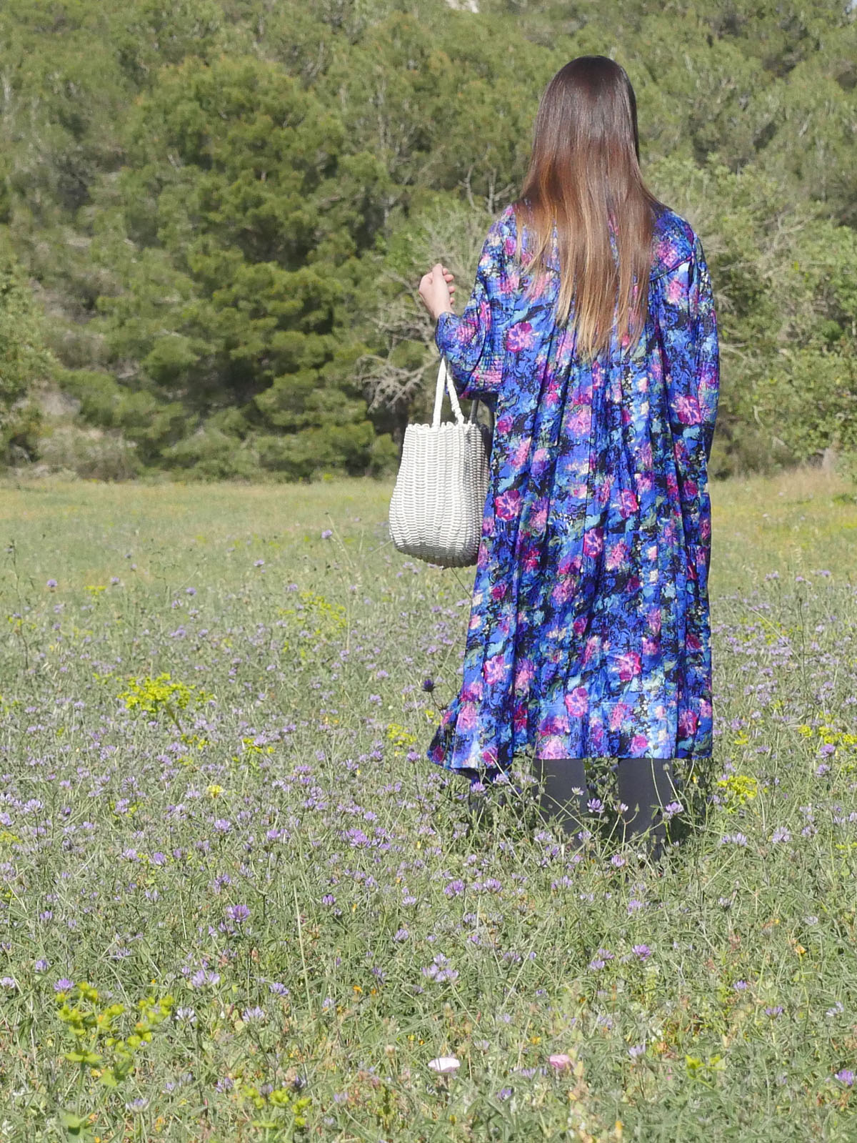 Unique Vintage Long Robe Coat with Colorful Abstract Print