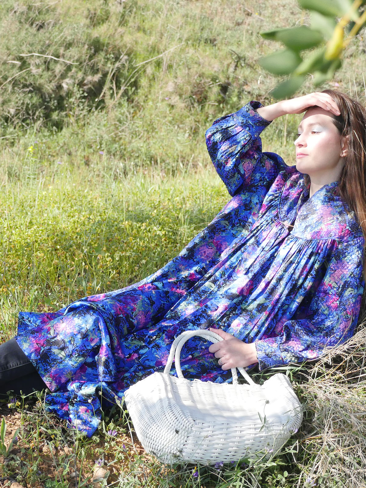 Unique Vintage Long Robe Coat with Colorful Abstract Print