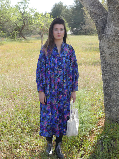 Unique Vintage Long Robe Coat with Colorful Abstract Print