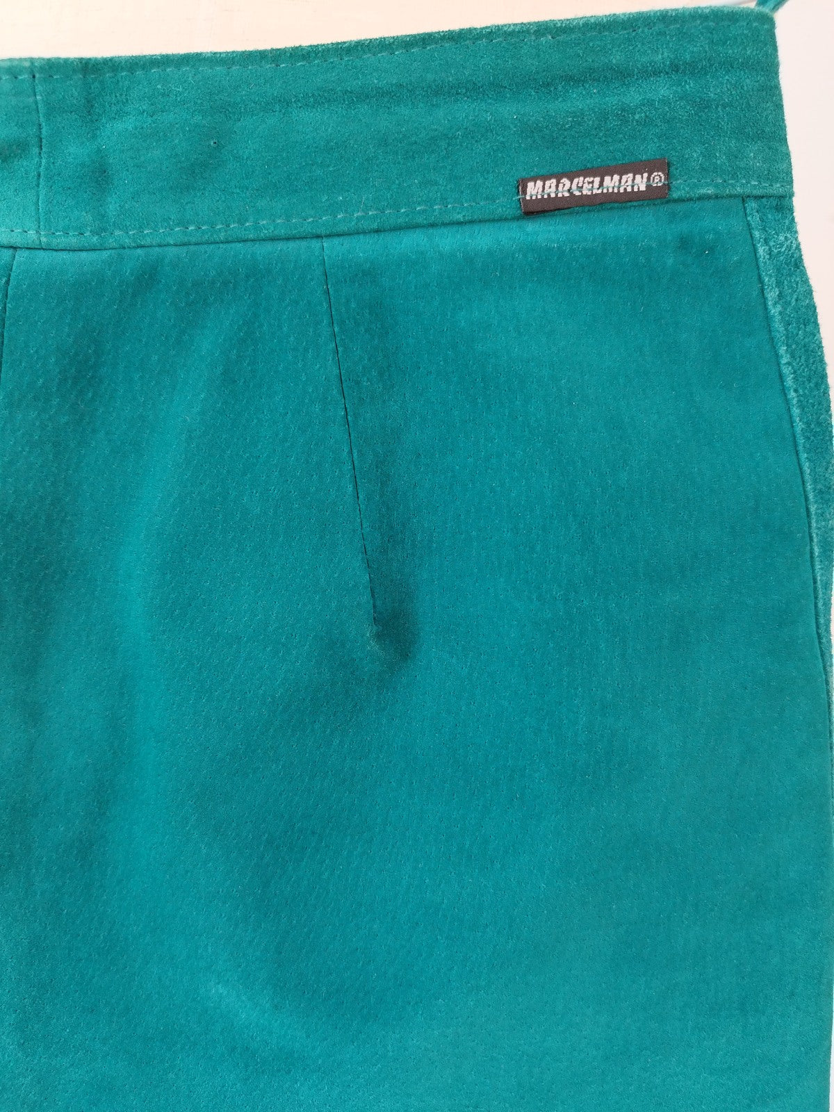 Detail of Vintage Dark Teal Suede Mini Skirt