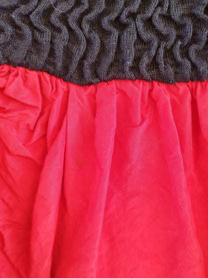 Elastic Black Dress with Bright Red Ruffled Skirt