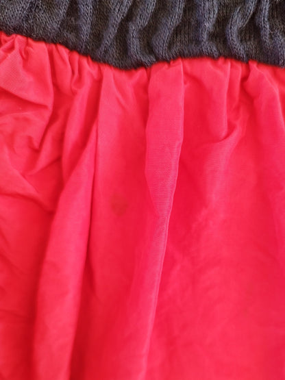 Elastic Black Dress with Bright Red Ruffled Skirt