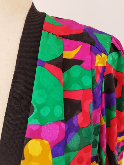 Brightly Colored Jacket with Deep Cleavage and Wide Shoulders