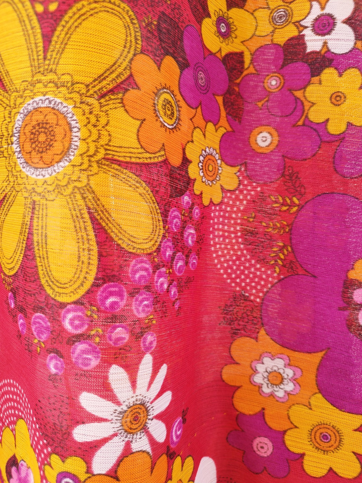 Bright Flower Power Midi Vintage Skirt