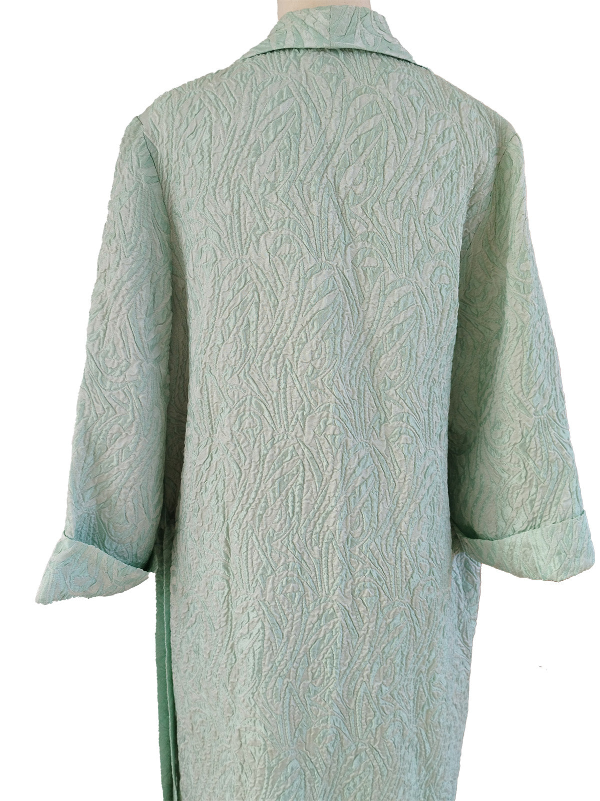 Light Mint Green Luxurious Vintage Home Robe in Textured Material