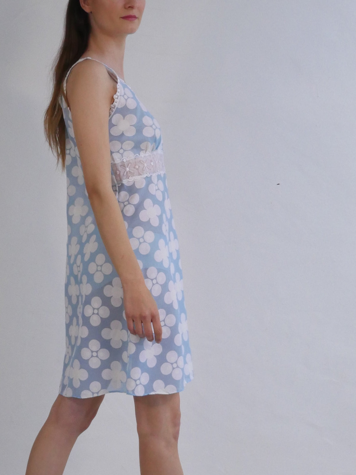 Vintage Baby Blue and White Lace Dress with Summer Coat 