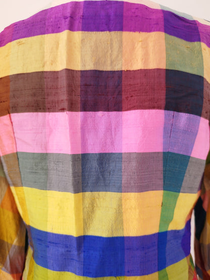 Vintage Silk Multicolor Checkered Jacket 