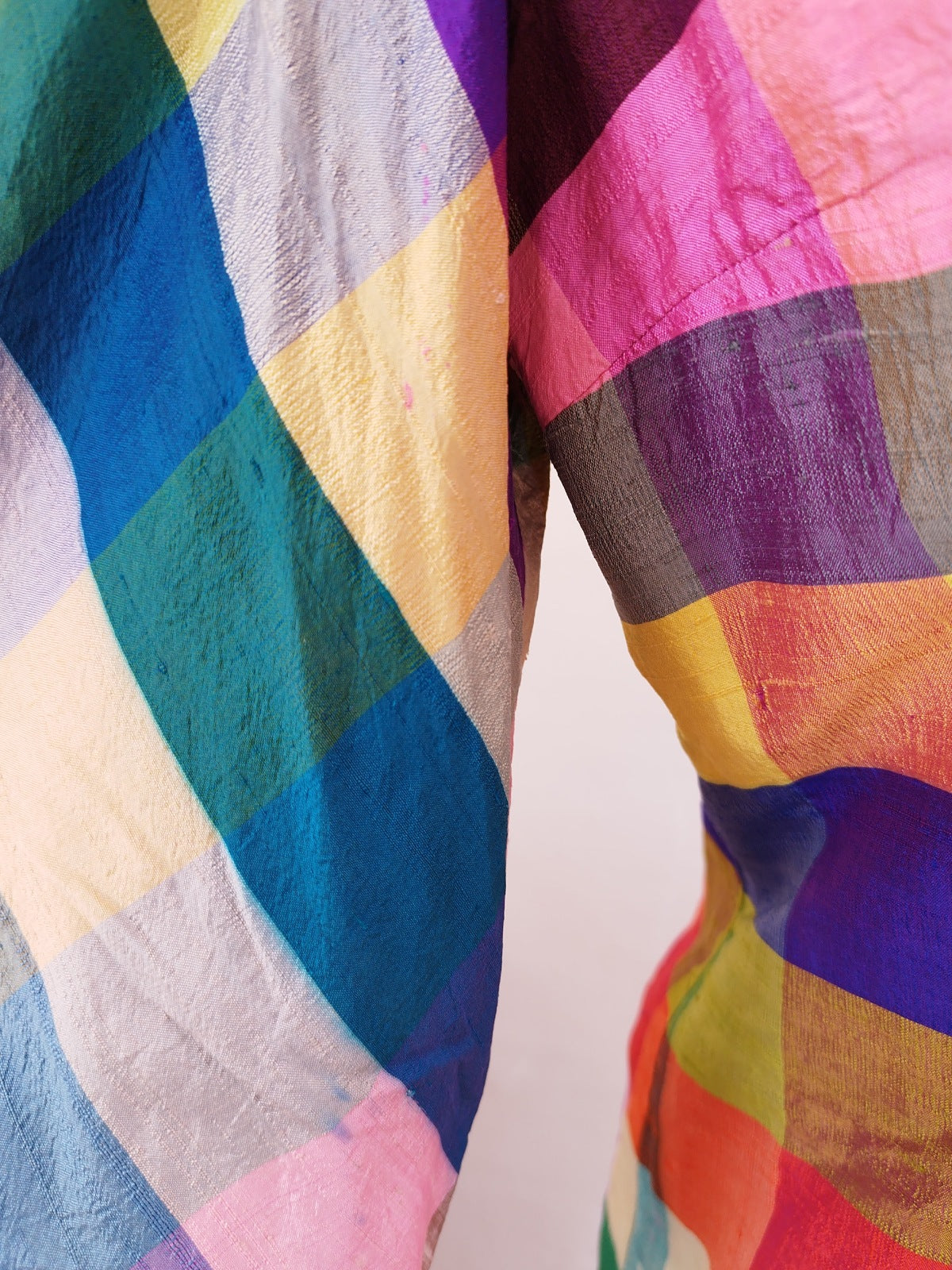 Vintage Silk Multicolor Checkered Jacket 