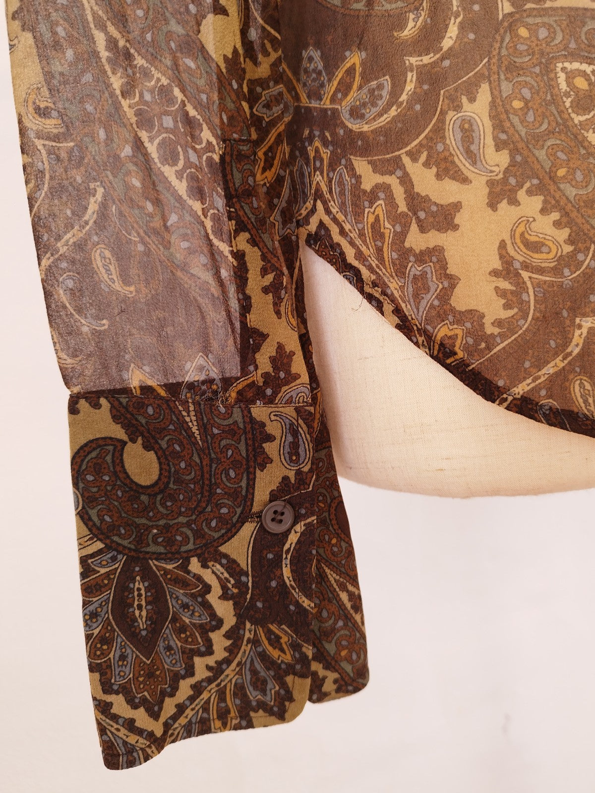 Detail of Long Sleeve Shirt with Vintage Print in Earthy Colors