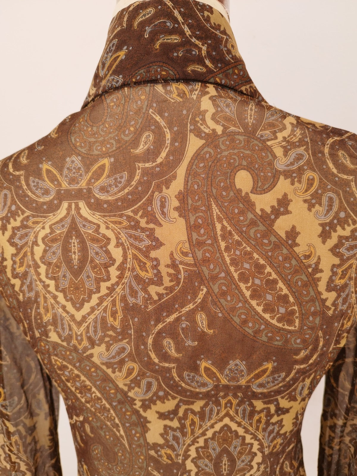 Detail of Long Sleeve Shirt with Vintage Print in Earthy Colors