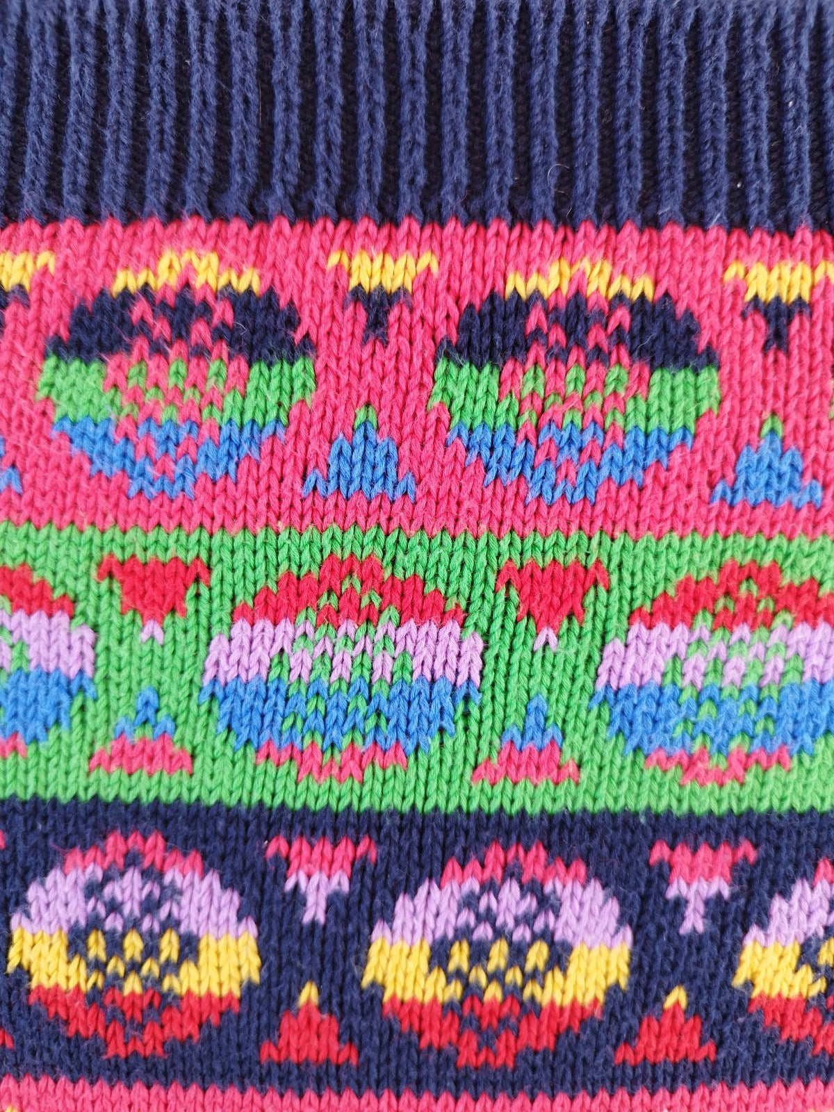 Vintage Benetton Short Sleeve Sweater with Multicolor Pattern