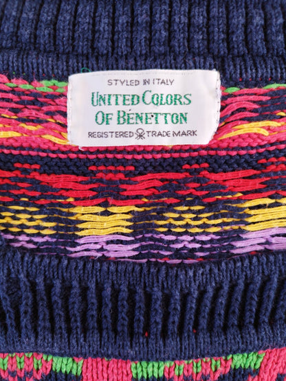 Vintage Benetton Short Sleeve Sweater with Multicolor Pattern