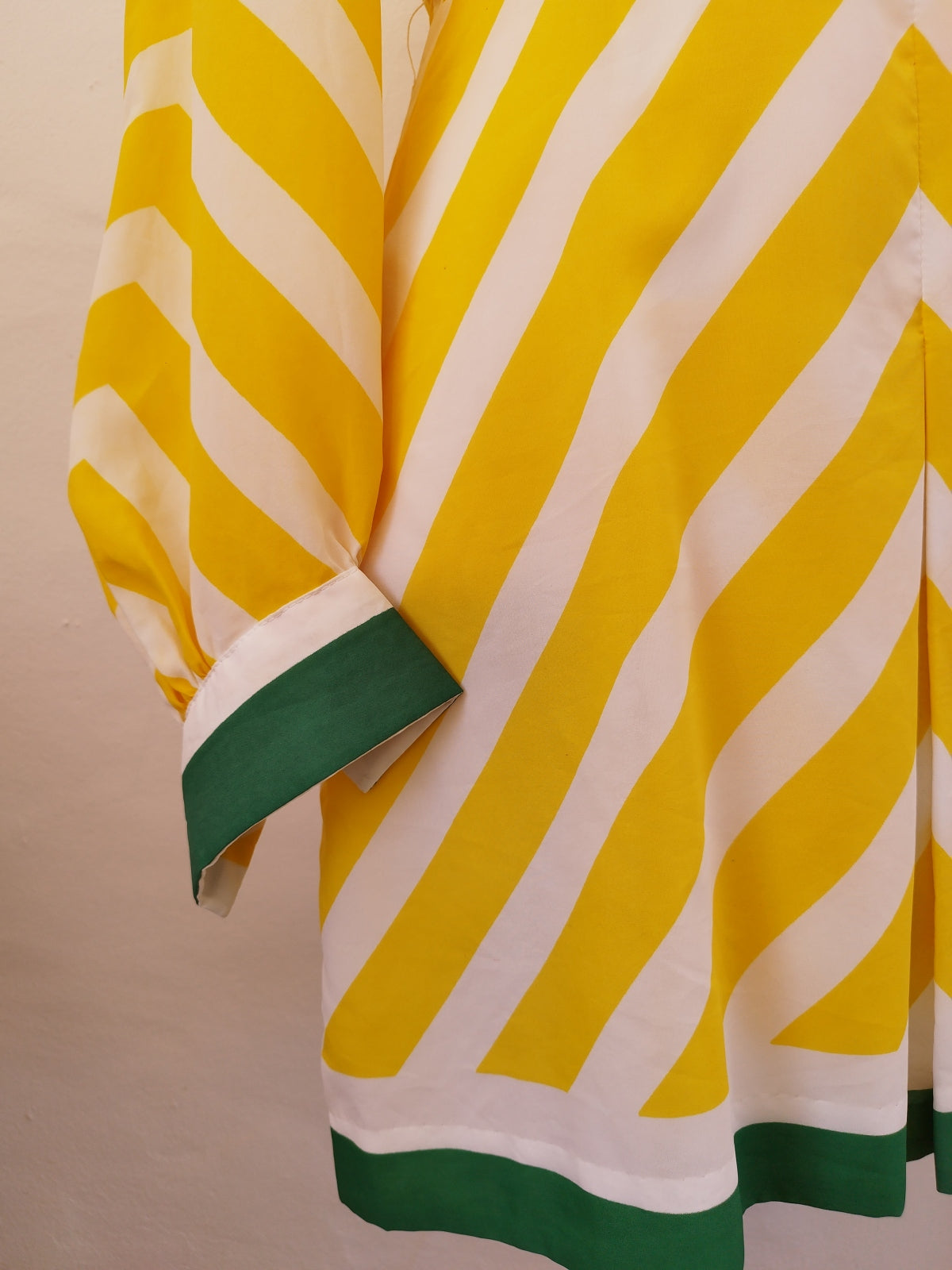 Bright Yellow and White Daniel Hechter Mini Dress with Belt and Green Accents