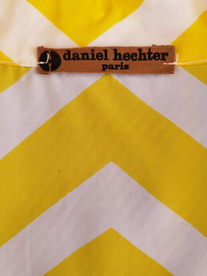 Bright Yellow and White Daniel Hechter Mini Dress with Belt and Green Accents