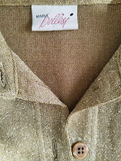 Detail of Vintage Gold Knit Top with Long Sleeves