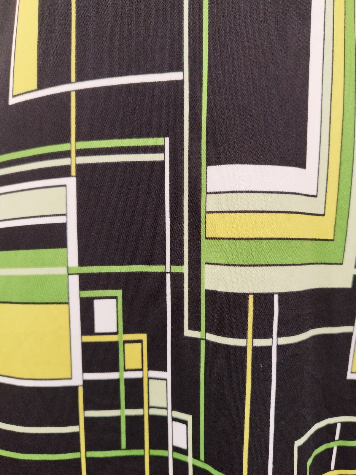 Mini Dress with Black Green and Yellow Geometrical Print