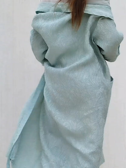 Light Mint Green Luxurious Vintage Home Robe in Textured Material