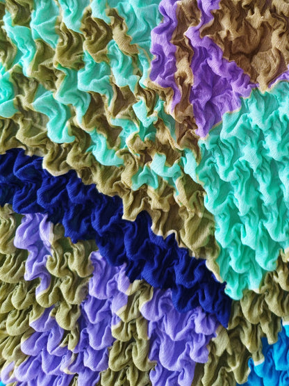 Fabric Detail of 90s Vintage Pastel Colored Abstract Popcorn Top