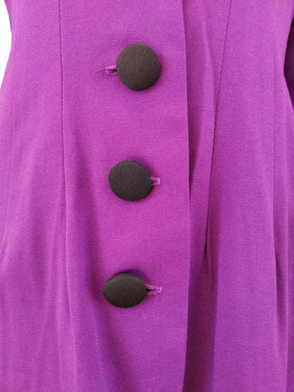 Bright Purple Button Down Dress with Black Lapels