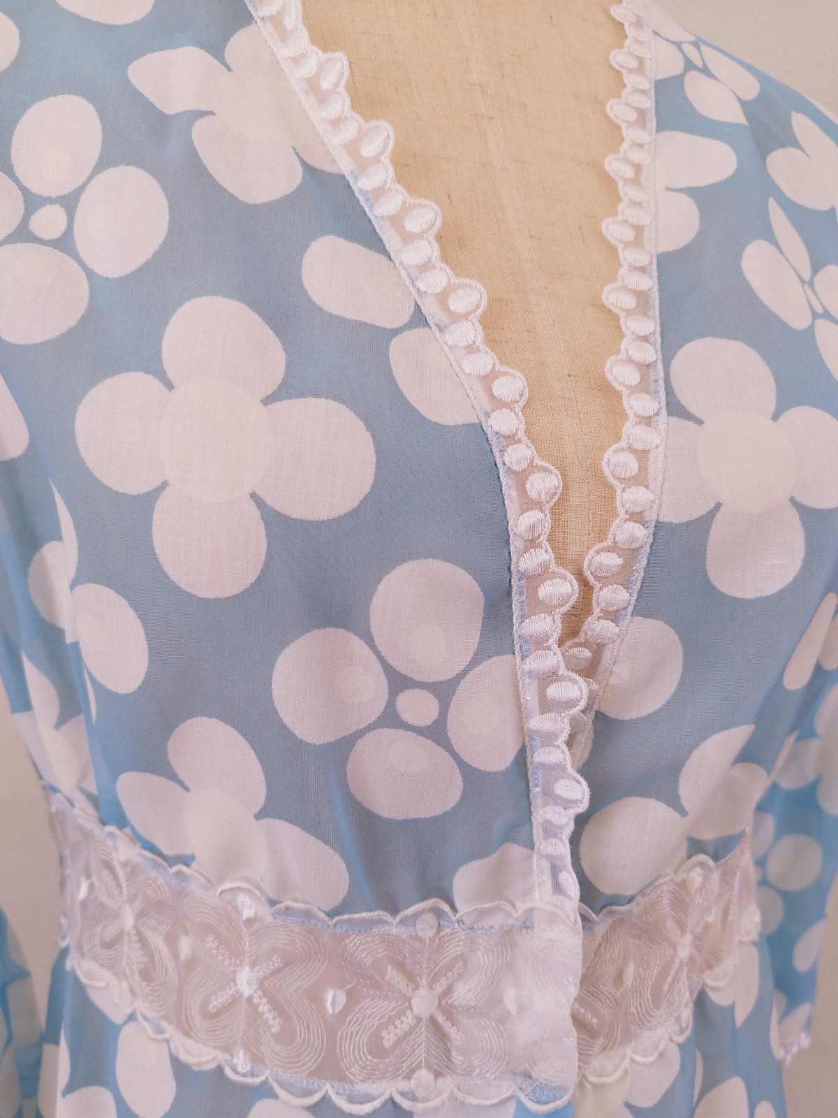 Vintage Baby Blue and White Lace Dress with Summer Coat