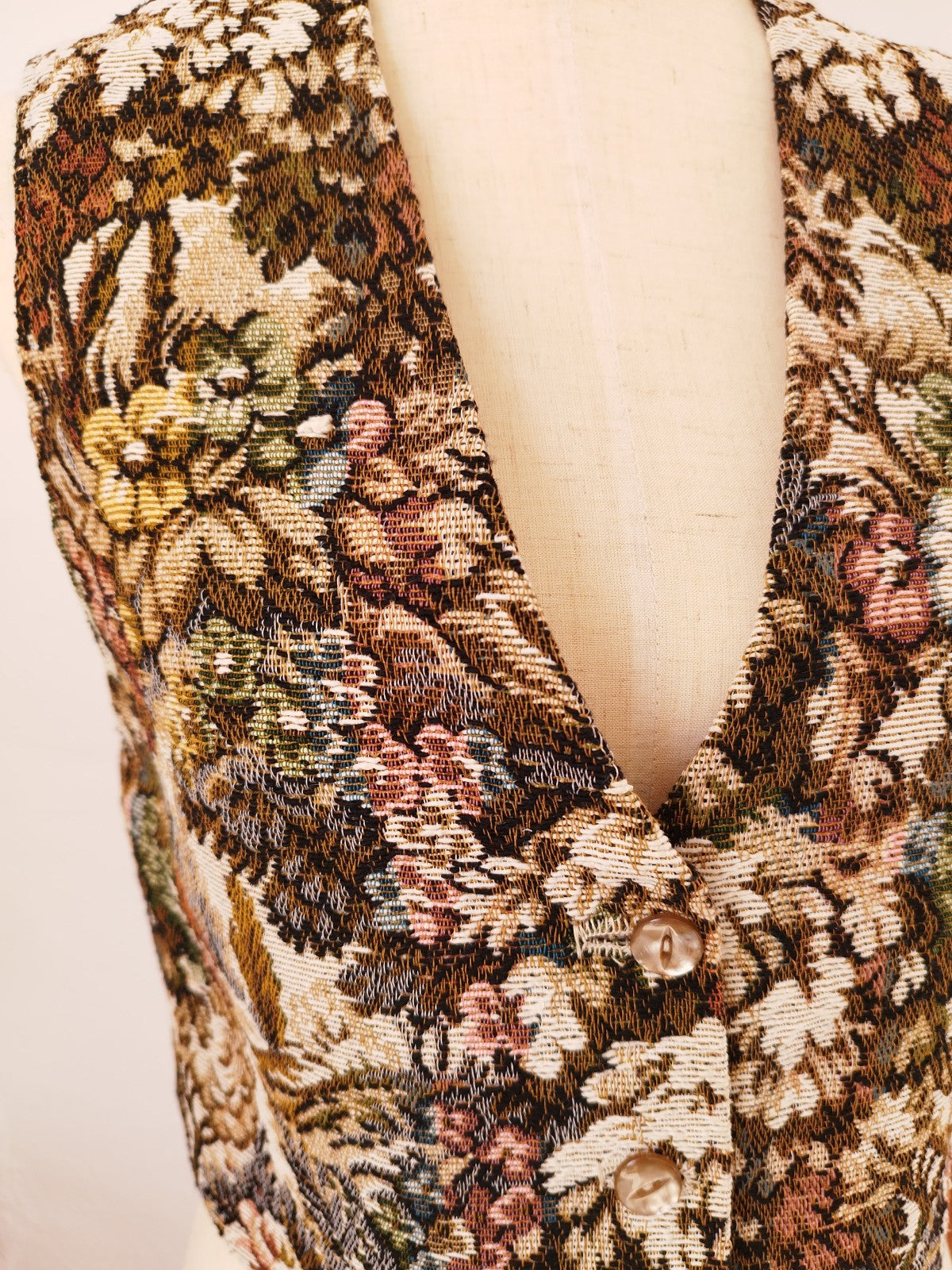 Detail of Vintage Tapestry Floral Vest