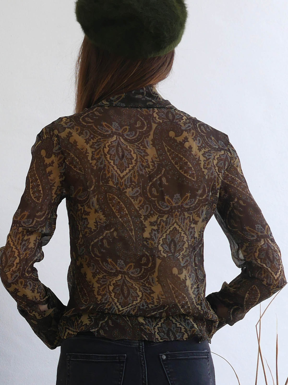 Long Sleeve Shirt with Vintage Print in Earthy Colors