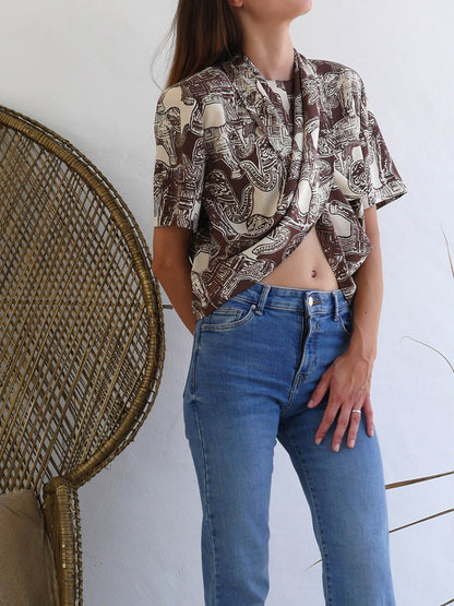 Two in One Printed Vintage Crop Top 