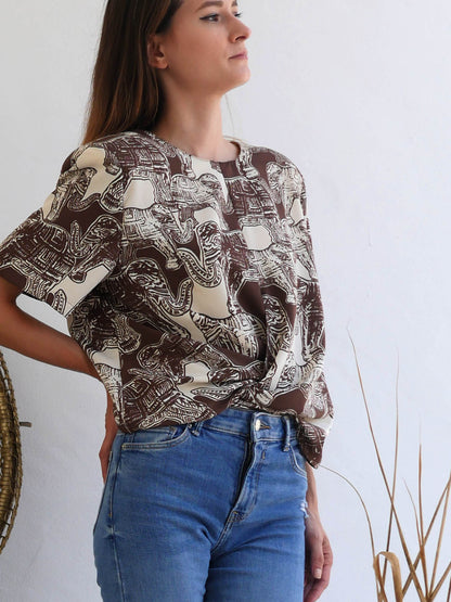 Two in One Printed Vintage Crop Top 