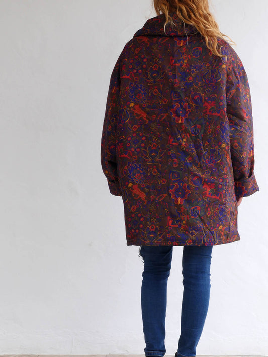 Oversized Puffer Jacket with Intricate Print