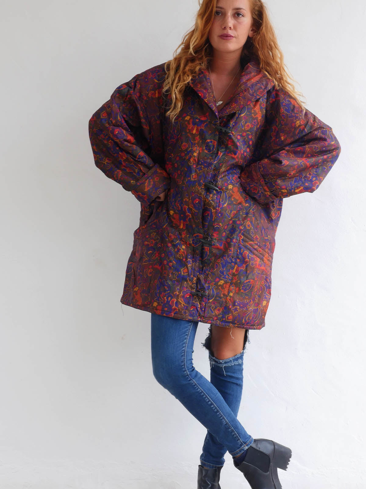 Oversized Puffer Jacket with Intricate Print