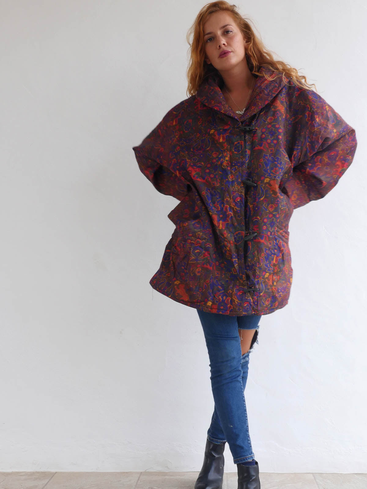 Oversized Puffer Jacket with Intricate Print