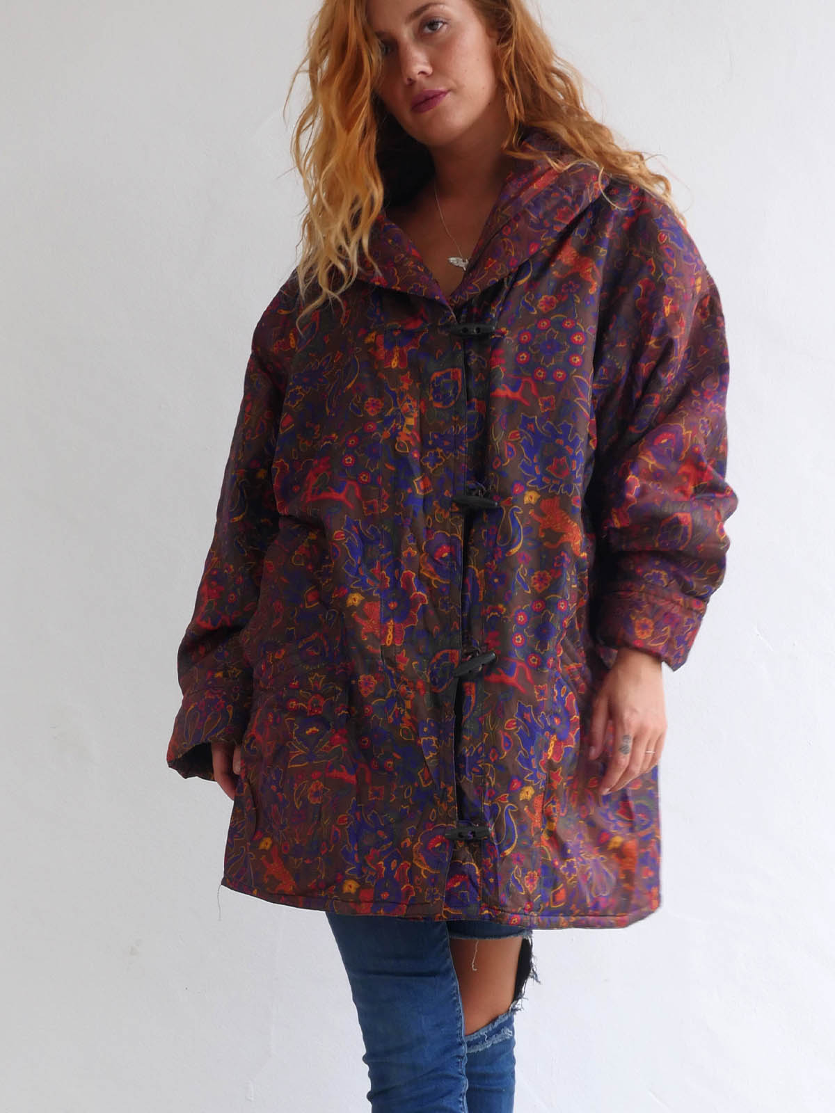 Oversized Puffer Jacket with Intricate Print